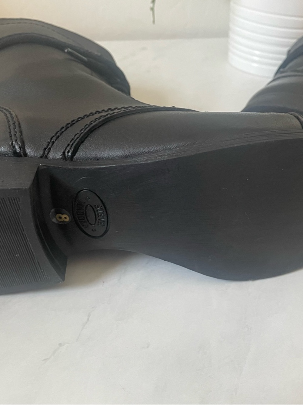 Steve Madden Black Lace-Up Combat Boots with Side Zip - Picture 4 of 5